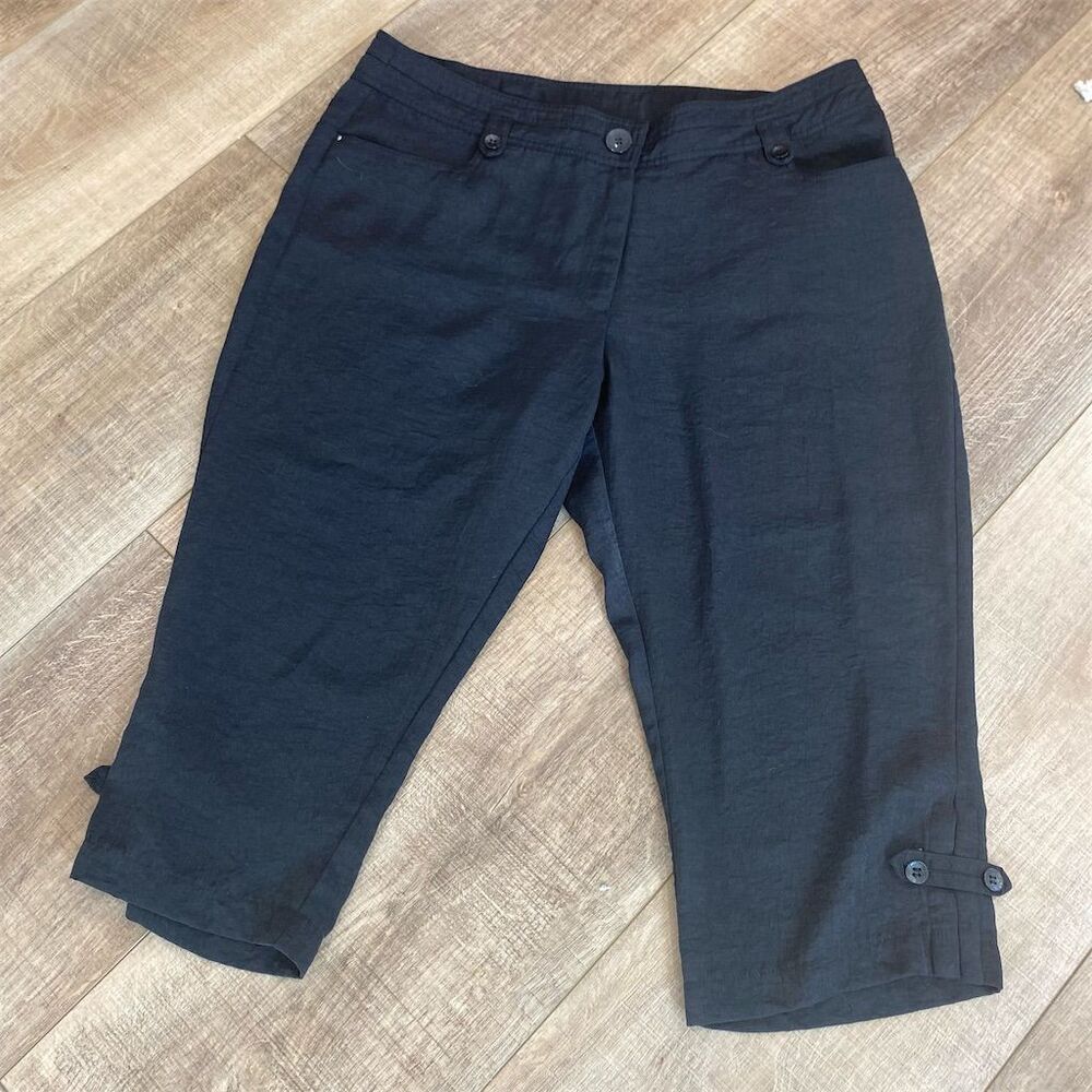 Lana Lee Women's Size 16 Black Pull-On Capri Pants Elastic Waistband